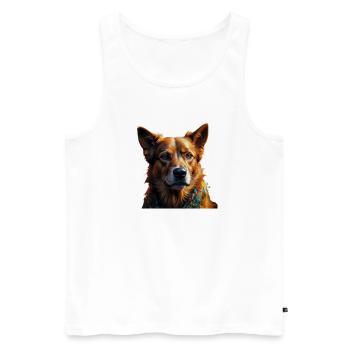 Buntes Hundeporträt Schal - Männer Premium Bio Tank Top - Weiß - Vorne - Michal (187cm)