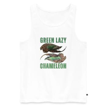 Green Lazy Chameleon T-Shirt Design - Men's Premium Organic Tank Top - white - Front - Michal (187cm)