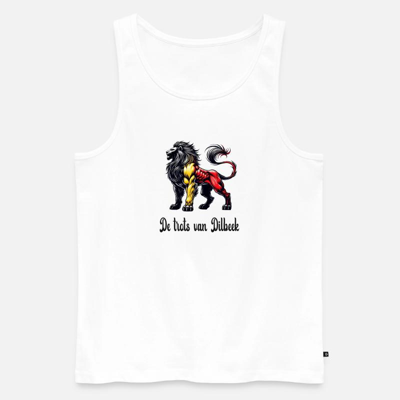 Dilbeek Löwen Flaggen Design - Männer Premium Bio Tank Top - Weiß