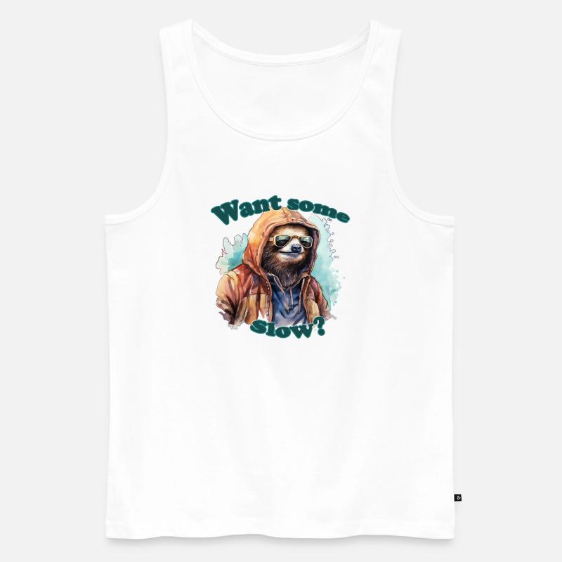 Faultier Bunte Wasserfarben Text - Männer Premium Bio Tank Top - Weiß