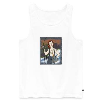 Starke Frau beim Angeln - Männer Premium Bio Tank Top - Weiß - Vorne - Michal (187cm)