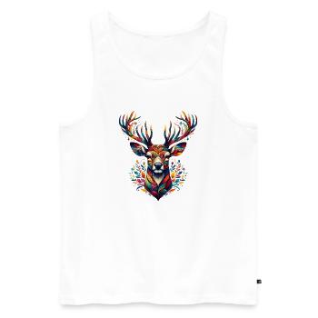 Hirsch - Männer Premium Bio Tank Top - Weiß - Vorne - Michal (187cm)