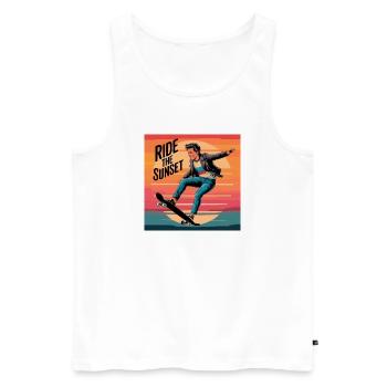 Ride the Sunset Skateboarder - Débardeur bio Premium Homme - blanc - Devant - Michal (187cm)