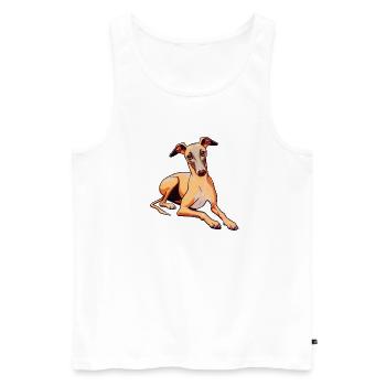 Whippet - Männer Premium Bio Tank Top - Weiß - Vorne - AI Model Male 178 light (178cm)