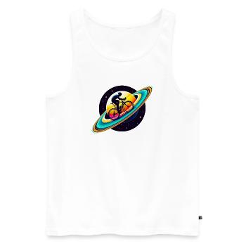 Radfahrer auf dem Saturn - Männer Premium Bio Tank Top - Weiß - Vorne - AI Model Male 178 light (178cm)