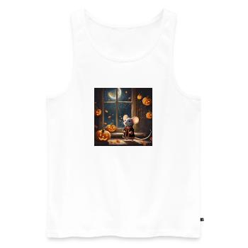 Halloween, Halloween Mouse, Pumpkin - Men's Premium Organic Tank Top - white - Front - AI Model Male 178 light (178cm)