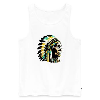 American Indian American - Men's Premium Organic Tank Top - white - Front - AI Model Male 178 light (178cm)