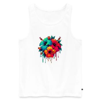Fleurs d’hibiscus - Débardeur bio Premium Homme - blanc - Devant - Michal (187cm)