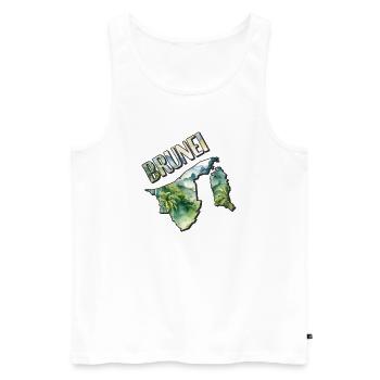 Watercolor Map Brunei - Men's Premium Organic Tank Top - white - Front - AI Model Male 178 light (178cm)