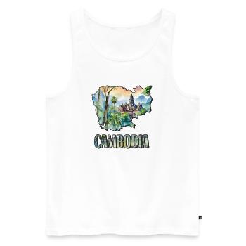 Aquarell Landkarte Kambodscha - Männer Premium Bio Tank Top - Weiß - Vorne - Michal (187cm)