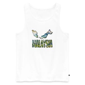 Watercolor Map Malaysia - Men's Premium Organic Tank Top - white - Front - Michal (187cm)