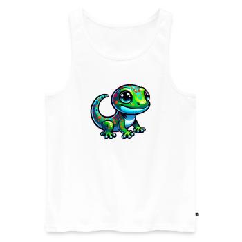 Gecko - Männer Premium Bio Tank Top - Weiß - Vorne - Michal (187cm)