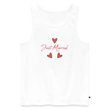 GERADE VERHEIRATET. Junggesellinnenabschied. VALENTINSTAG. PAAR - Männer Premium Bio Tank Top - Weiß - Vorne - Michal (187cm)