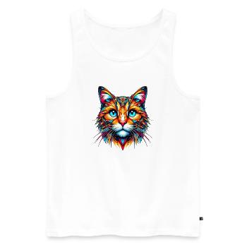 Cat - Men's Premium Organic Tank Top - white - Front - Michal (187cm)