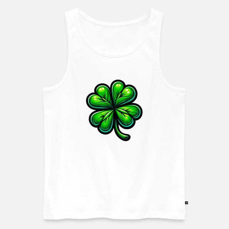 Vierblättriges Kleeblatt - Männer Premium Bio Tank Top - Weiß