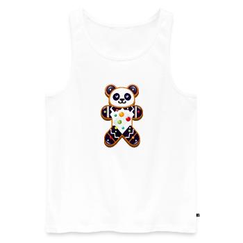 Panda en pain d’épice – Panda festif pour Noël - Débardeur bio Premium Homme - blanc - Devant - Michal (187cm)