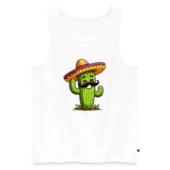 Kaktus - Männer Premium Bio Tank Top - Weiß - Vorne - AI Model Male 178 light (178cm)