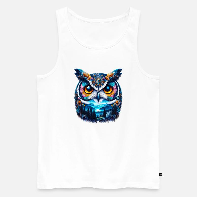 Eule - Männer Premium Bio Tank Top - Weiß