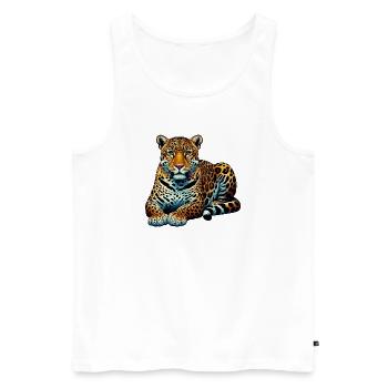 Leopard - Männer Premium Bio Tank Top - Weiß - Vorne - AI Model Male 178 light (178cm)