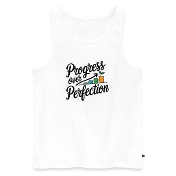 Progression au-dessus de la perfection Courbe de croissance - Débardeur bio Premium Homme - blanc - Devant - Michal (187cm)