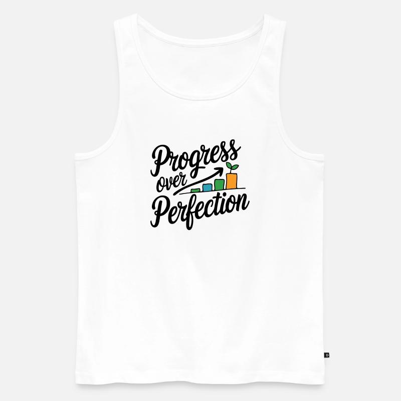 Wachstumsdiagramm "Fortschritt über Perfektion" - Männer Premium Bio Tank Top - Weiß
