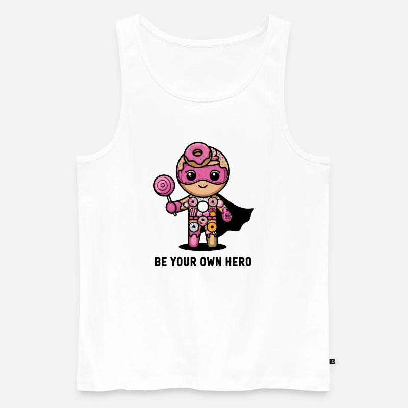 Sei dein eigener Helden-Donut-Charakter - Männer Premium Bio Tank Top - Weiß