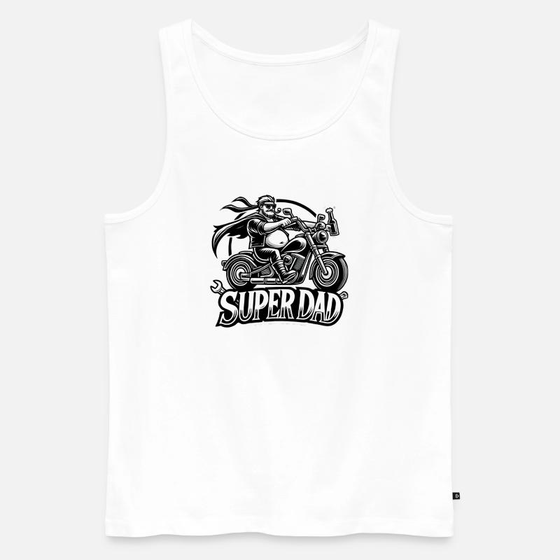 Super Dad Motorradheld - Männer Premium Bio Tank Top - Weiß