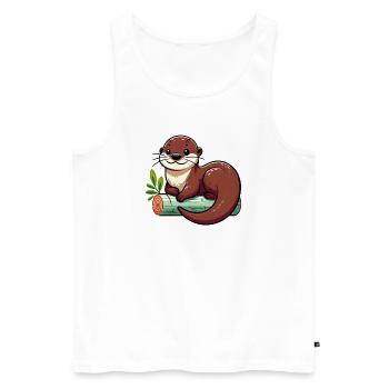 Otter - Men's Premium Organic Tank Top - white - Front - Michal (187cm)
