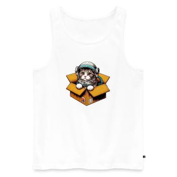 Astronaut Katze - Männer Premium Bio Tank Top - Weiß - Vorne - AI Model Male 178 light (178cm)
