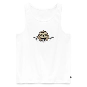 Sloth in pocket comic cartoon funny icon - Men's Premium Organic Tank Top - white - Front - Michal (187cm)