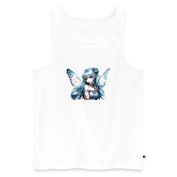 Blauer Feenflügel mit Blumen - Männer Premium Bio Tank Top - Weiß - Vorne - Michal (187cm)