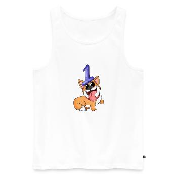 Zahl 1 Nummer Eins - Hund Motiv - Männer Premium Bio Tank Top - Weiß - Vorne - Michal (187cm)