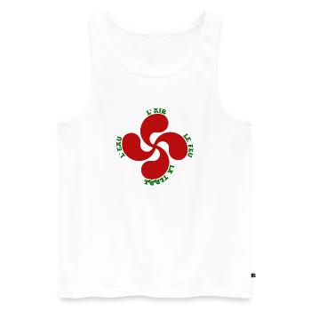 Lauburu rouge - croix basque et signification - Débardeur bio Premium Homme - blanc - Devant - AI Model Male 178 light (178cm)