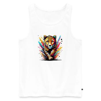 Gepard - Männer Premium Bio Tank Top - Weiß - Vorne - Michal (187cm)