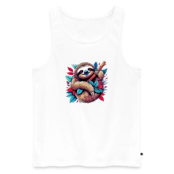 Sloth - Men's Premium Organic Tank Top - white - Front - Michal (187cm)