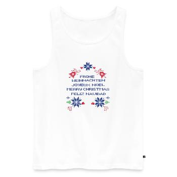 Frohe Weihnachten, Merry Christmas, Feliz Navidad, - Men's Premium Organic Tank Top - white - Front - Michal (187cm)