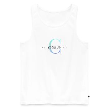 C| Monogramme | Nom | Cosmine | Aquarelle - Débardeur bio Premium Homme - blanc - Devant - Michal (187cm)