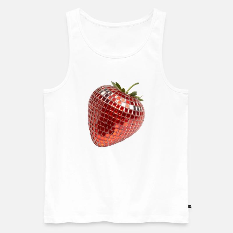 Disco Party Früchte, Erdbeere - Männer Premium Bio Tank Top - Weiß