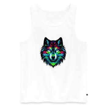 Wolf - Männer Premium Bio Tank Top - Weiß - Vorne - Michal (187cm)