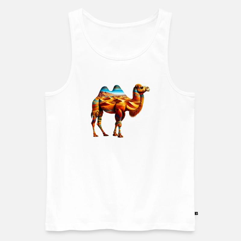 Kamel - Männer Premium Bio Tank Top - Weiß