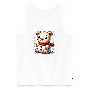 Snowman Bear with Scarf – Cute Winter Motif - Men's Premium Organic Tank Top - white - Front - Michal (187cm)