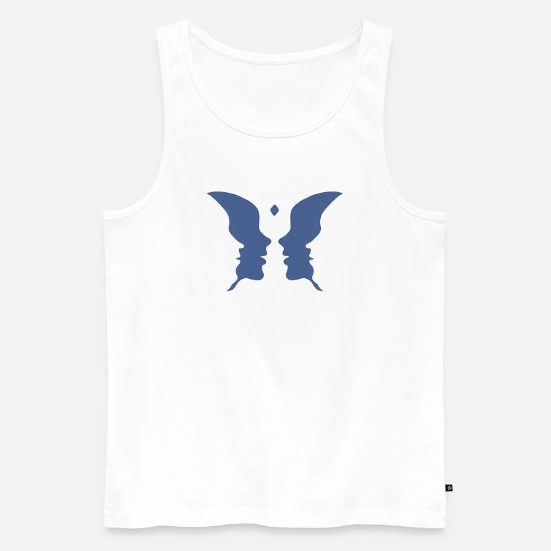 Küssende Gesichter oder ein Schmetterling - Männer Premium Bio Tank Top - Weiß