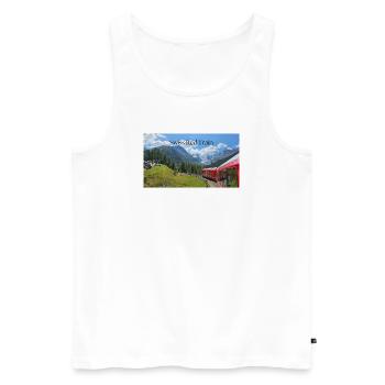 Swiss Red Train - Men's Premium Organic Tank Top - white - Front - AI Model Male 178 light (178cm)