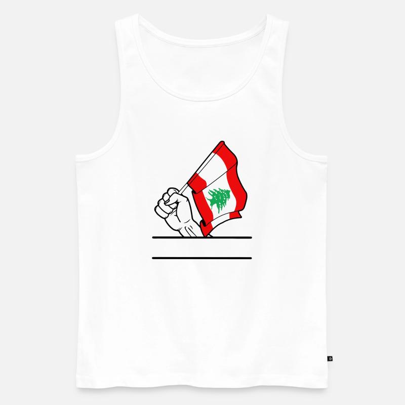 Flagge Libanon transparenter Fausttextraum - Männer Premium Bio Tank Top - Weiß