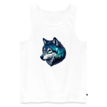 Wolf - Männer Premium Bio Tank Top - Weiß - Vorne - Michal (187cm)
