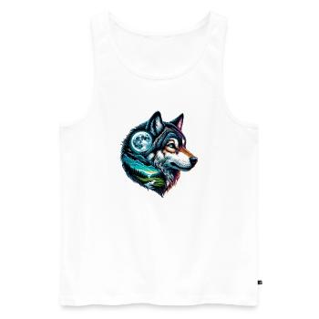 Wolf - Men's Premium Organic Tank Top - white - Front - AI Model Male 178 light (178cm)