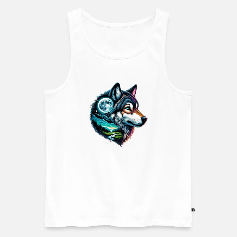 Wolf - Männer Premium Bio Tank Top - Weiß