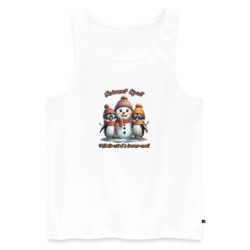 Schnee? Egal! Winterspaß mit Freunden - Männer Premium Bio Tank Top - Weiß - Vorne - AI Model Male 178 light (178cm)
