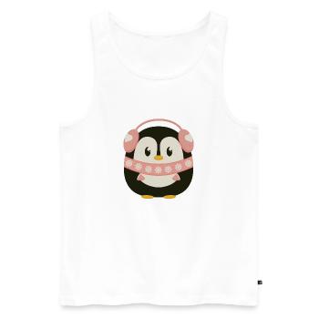 Pingouin mignon en rose - Débardeur bio Premium Homme - blanc - Devant - Michal (187cm)