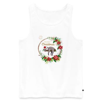 Sloth wishes Merry Christmas - Men's Premium Organic Tank Top - white - Front - Michal (187cm)